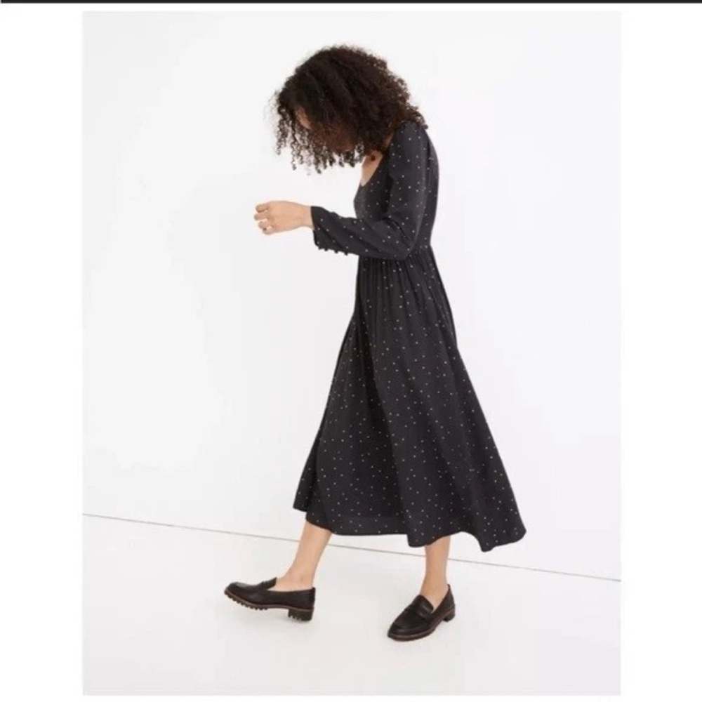 Madewell Star Scatter Midi Dress | Size 14 | Long Sleeve Black l Poshmark - Picture 2 of 9